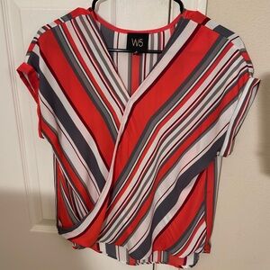 Striped V-neck blouse